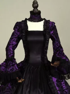 Robe Costume Robe Rococo Costume Baroque Dentelle Volant Opéra Robe de Soirée Déguisements Halloween Bourgogne