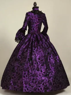 Robe Costume Robe Rococo Costume Baroque Dentelle Volant Opéra Robe de Soirée Déguisements Halloween Bourgogne
