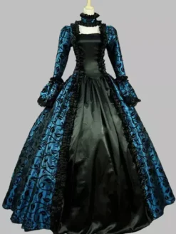Robe Costume Robe Rococo Costume Baroque Dentelle Volant Opéra Robe de Soirée Déguisements Halloween Bourgogne