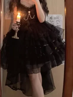 Robe courte Lolita blanche Sweet Lolita JSK avec n艙ud latéral volants et dentelle