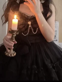 Robe courte Lolita blanche Sweet Lolita JSK avec n艙ud latéral volants et dentelle
