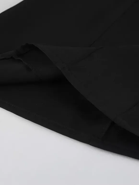 Robe courte à manches bouffantes pour femme style rétro chic - Noir élégant col montant coupe moulante - Idéale pour le printemps 2026