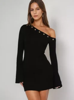 Robe courte moulante asymétrique pour femme (2026)
