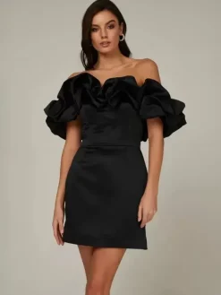 Robe cupcake chic sans bretelles fendue mini robes de fête d'anniversaire