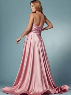 Robe de bal 2026 A-ligne décolleté en c艙ur satin sans manches poches robes de soirée