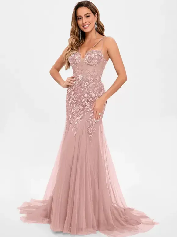 Robe de bal en tulle sans bretelles style sirène sans manches à paillettes robes de soirée