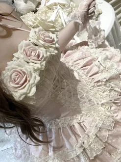 Robe de ballerine Lolita pour homme bleue et rose à volants JSK à lacets robe Sweet Lolita
