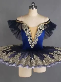 Robe de Ballet Blanche Femme Adulte Ballerine Volants Dentelle Polyester Robe Ensemble Performance Wear