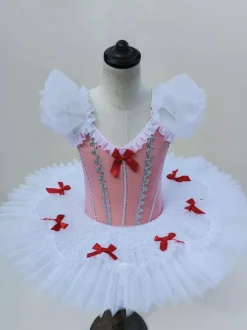 Robe de ballet blanche pour petite fille n艙ud papillon en polyester.