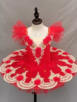 Robe de ballet bleu ciel clair pour fille ballerine en polyester dentelle appliquée robe en tulle tenue de spectacle