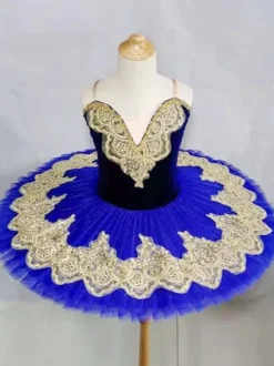 Robe de Ballet bleu fille enfant ballerine paillettes dentelle Polyester ensemble