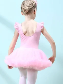 Robe de ballet lilas femme enfant danseuse découpée volants oeuvre plissée mélange de coton robe tunique vêtements de danse costume de danse