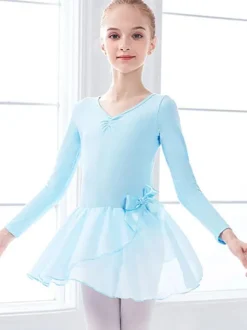 Robe de ballet rose danseuse enfants arcs plissés 艙uvre d'art plissée en mélange de coton robe tunique vêtements de performance fille costume de danse