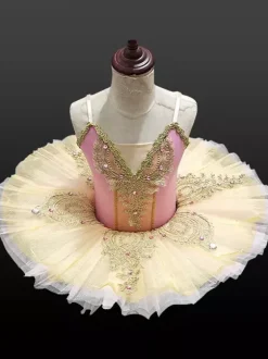 Robe de Ballet rose pour femmes et enfants ballerine à volants en dentelle et Polyester vêtements de danse