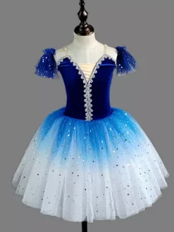 Robe de ballet rouge à sequins pour fille en polyester tenue de spectacle