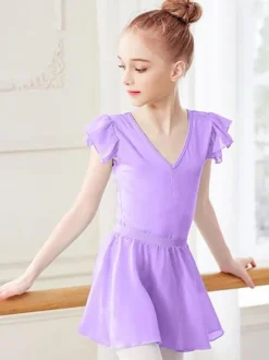 Robe de ballet Violet Ballerine enfants plissée Oeuvre d'art façonnant Ensemble vêtements de performance
