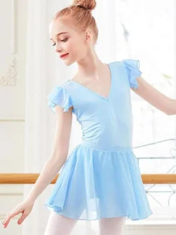 Robe de ballet Violet Ballerine enfants plissée Oeuvre d'art façonnant Ensemble vêtements de performance