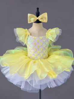 Robe de ballet violette à n艙ud pour fille robe de ballerine en polyester tenue de danse