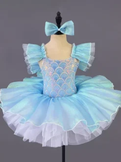 Robe de ballet violette à n艙ud pour fille robe de ballerine en polyester tenue de danse