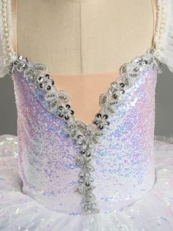 Robe de Ballet violette pour femmes et adultes ensemble de robe en Polyester ombré à volants et paillettes vêtements de danse