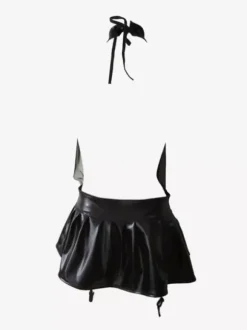 Robe de club noire dos nu décolleté licou mini robe sexy pour femme 2026