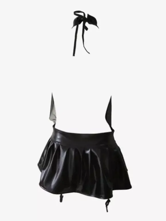 Robe de club noire dos nu décolleté licou mini robe sexy pour femme 2026