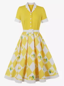 Robe de cocktail swing vintage années 1950 pour femme sans manches style rétro