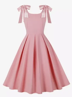 Robe de cocktail swing vintage années 1950 pour femme sans manches style rétro