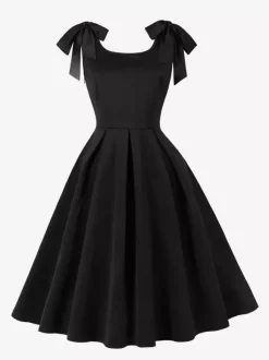 Robe de cocktail swing vintage années 1950 pour femme sans manches style rétro