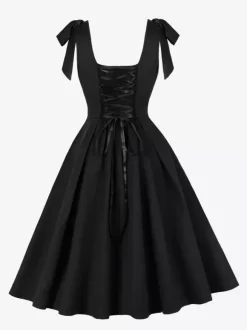 Robe de cocktail swing vintage années 1950 pour femme sans manches style rétro