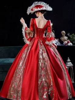 Robe de costume victorienne rococo rouge Robe Marie Antoinette Bourgogne