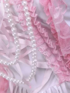 Robe de coton rose bonbon Loltia cavalier s鈥檌ncline couches volants Déguisements Halloween