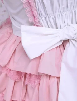 Robe de coton rose bonbon Loltia cavalier s鈥檌ncline couches volants Déguisements Halloween