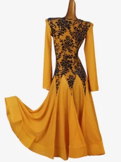 Robe de Danse Costumes Lycra Orange Femme Robe Spandex Danse Costume Grande Jupe