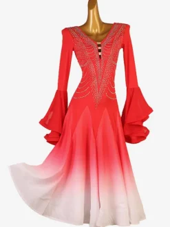 Robe De Danse De Salon Noir Femmes Manches Longues Robe Costume De Danse