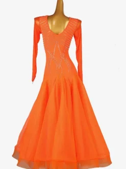 Robe De Danse De Salon Orange Costume De Danse Femmes