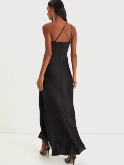 Robe de demoiselle d'honneur asymétrique à une épaule et à fente haute robe de bal sirène à fronces