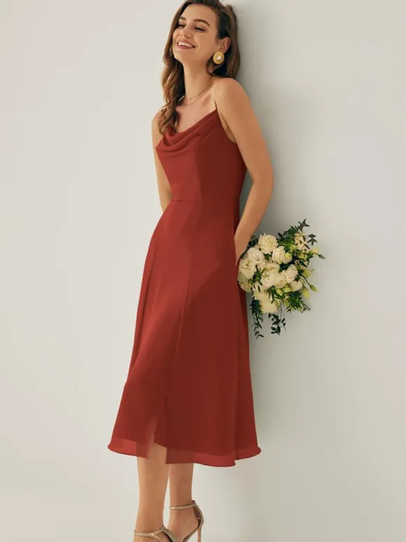 Robe de demoiselle d'honneur courte en mousseline de soie sans manches fermeture éclair col carré robes de soirée de mariage