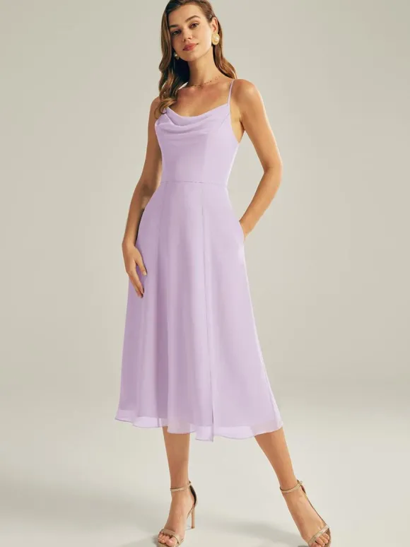 Robe de demoiselle d'honneur courte en mousseline de soie sans manches fermeture éclair col carré robes de soirée de mariage