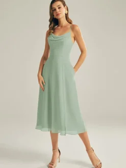 Robe de demoiselle d'honneur courte en mousseline de soie sans manches fermeture éclair col carré robes de soirée de mariage