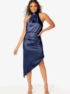 Robe de demoiselle d'honneur courte dos nu froncée robes de soirée de mariage asymétriques