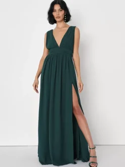 Robe de demoiselle d'honneur dos en V taille Empire fente haute ligne a robes de soirée de mariage en mousseline