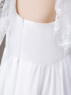 Robe de demoiselle d'honneur en dentelle à manches courtes en mousseline de soie longue robe de soirée