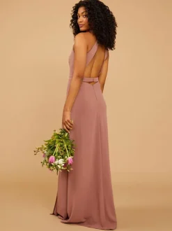 Robe de demoiselle d'honneur en mousseline de soie robe de bal trapèze longueur au sol