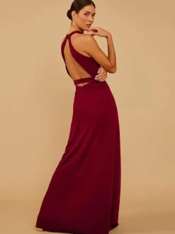 Robe de demoiselle d'honneur en mousseline de soie robe de bal trapèze longueur au sol