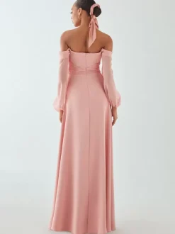 Robe de demoiselle d'honneur en mousseline de soie coupe trapèze longueur au sol robe de soirée de mariage