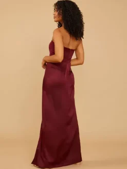 Robe de demoiselle d'honneur en tissu satiné gaine longueur au sol robe de soirée de mariage