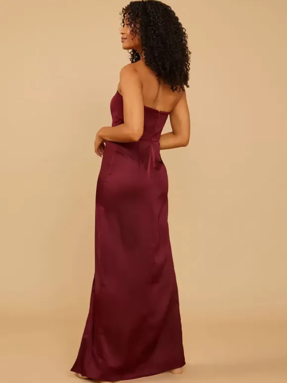 Robe de demoiselle d'honneur en tissu satiné gaine longueur au sol robe de soirée de mariage
