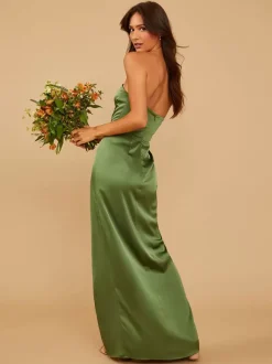 Robe de demoiselle d'honneur en tissu satiné gaine longueur au sol robe de soirée de mariage