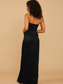 Robe de demoiselle d'honneur en tissu satiné gaine longueur au sol robe de soirée de mariage